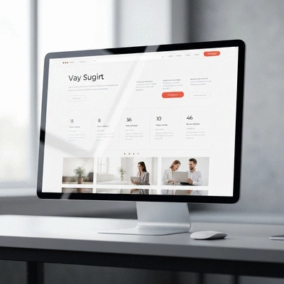 Modern and clean website interface on a computer monitor, showcasing good design principles