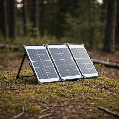 Jackery SolarSaga 100W portable solar panel with kickstand in use