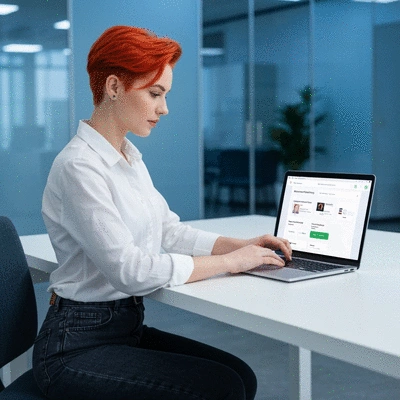 Person using a laptop to manage SamCart's subscription management dashboard